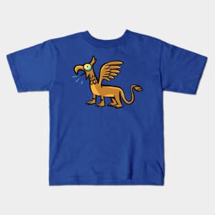 children illustration of golden gryphon screeched loudly Kids T-Shirt